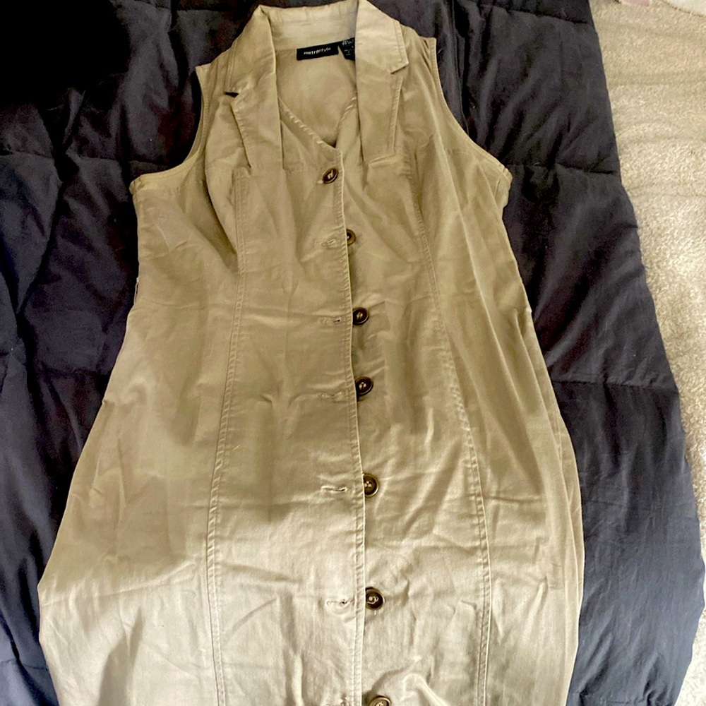 Khaki button down dress